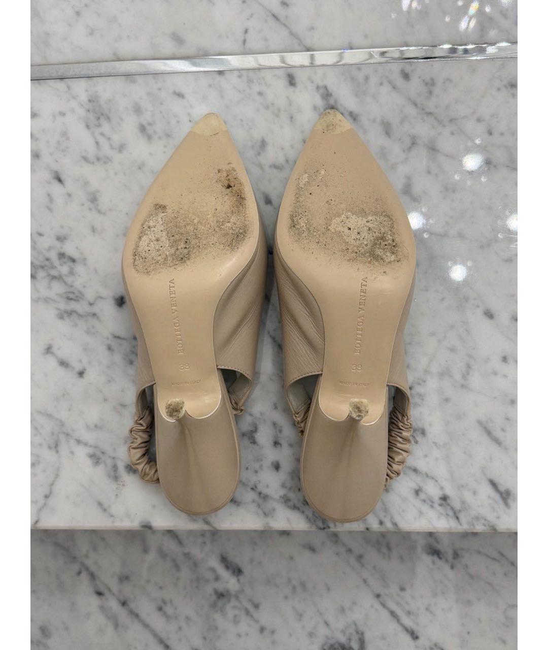 BOTTEGA VENETA Бежевые кожаные туфли, фото 4