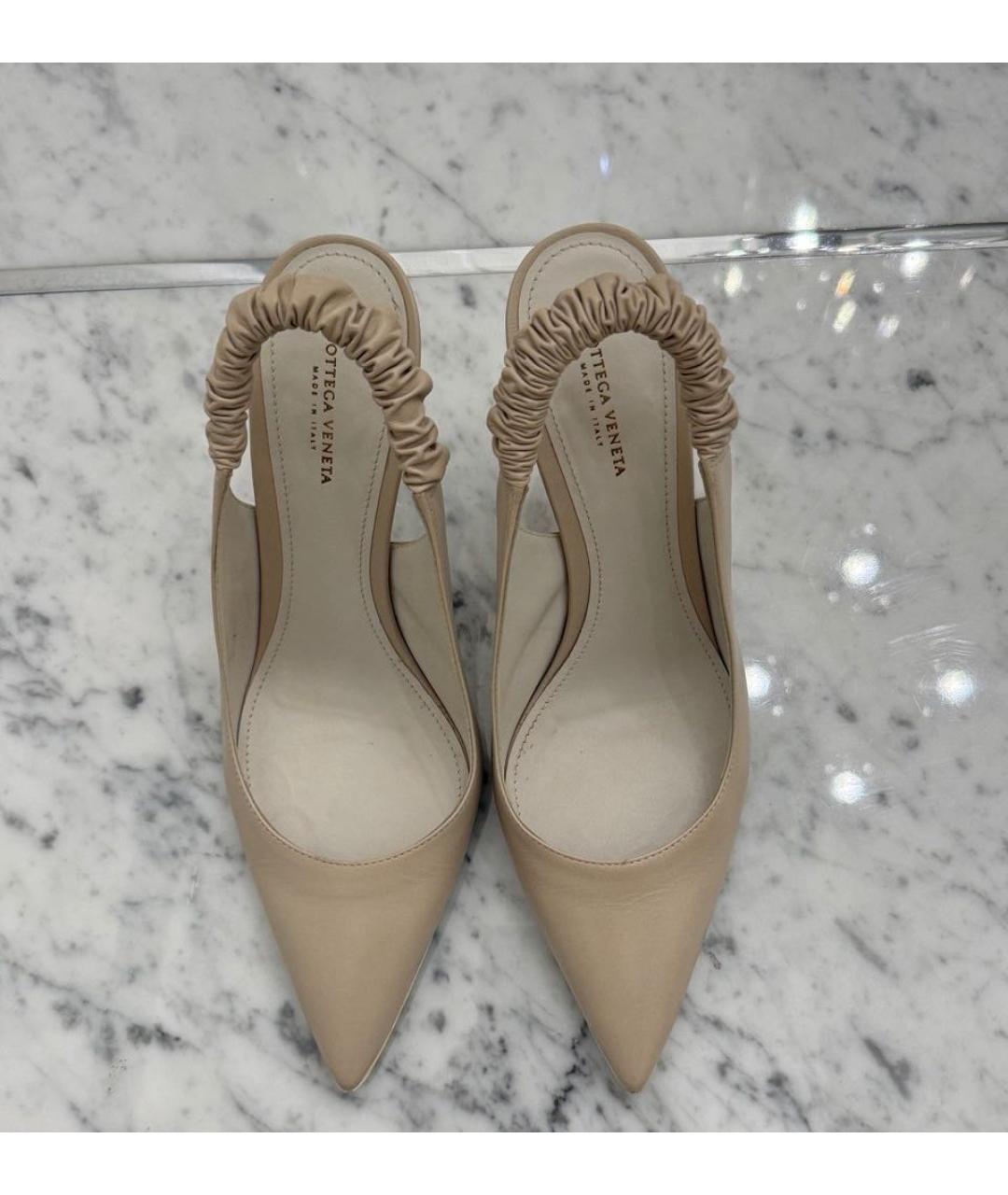 BOTTEGA VENETA Бежевые кожаные туфли, фото 2