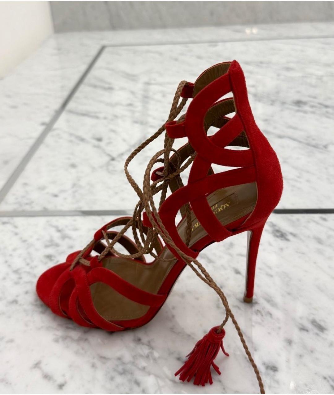 AQUAZZURA Красные замшевые туфли, фото 5