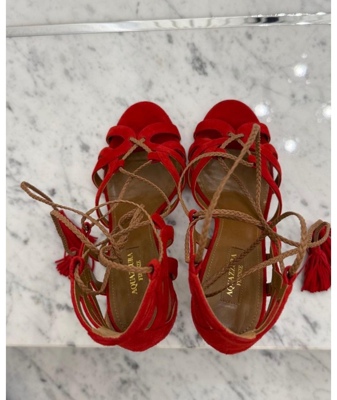 AQUAZZURA Красные замшевые туфли, фото 3