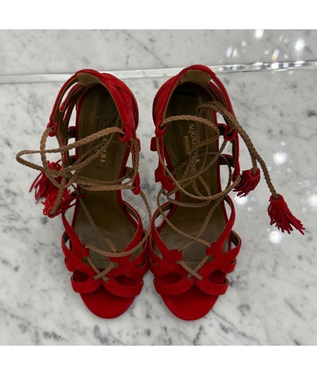 AQUAZZURA Красные замшевые туфли, фото 2