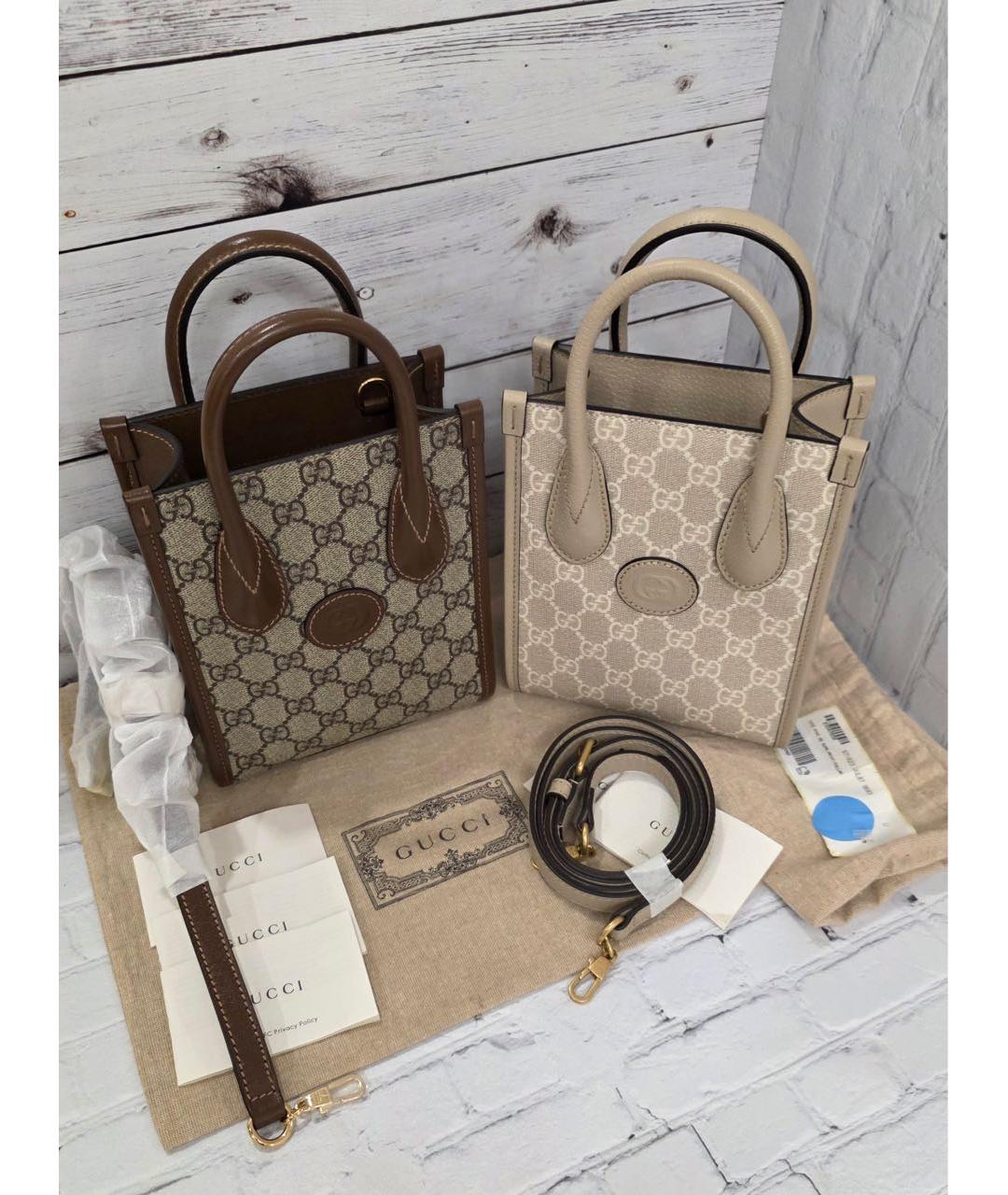 GUCCI Коричневая кожаная сумка с короткими ручками, фото 2