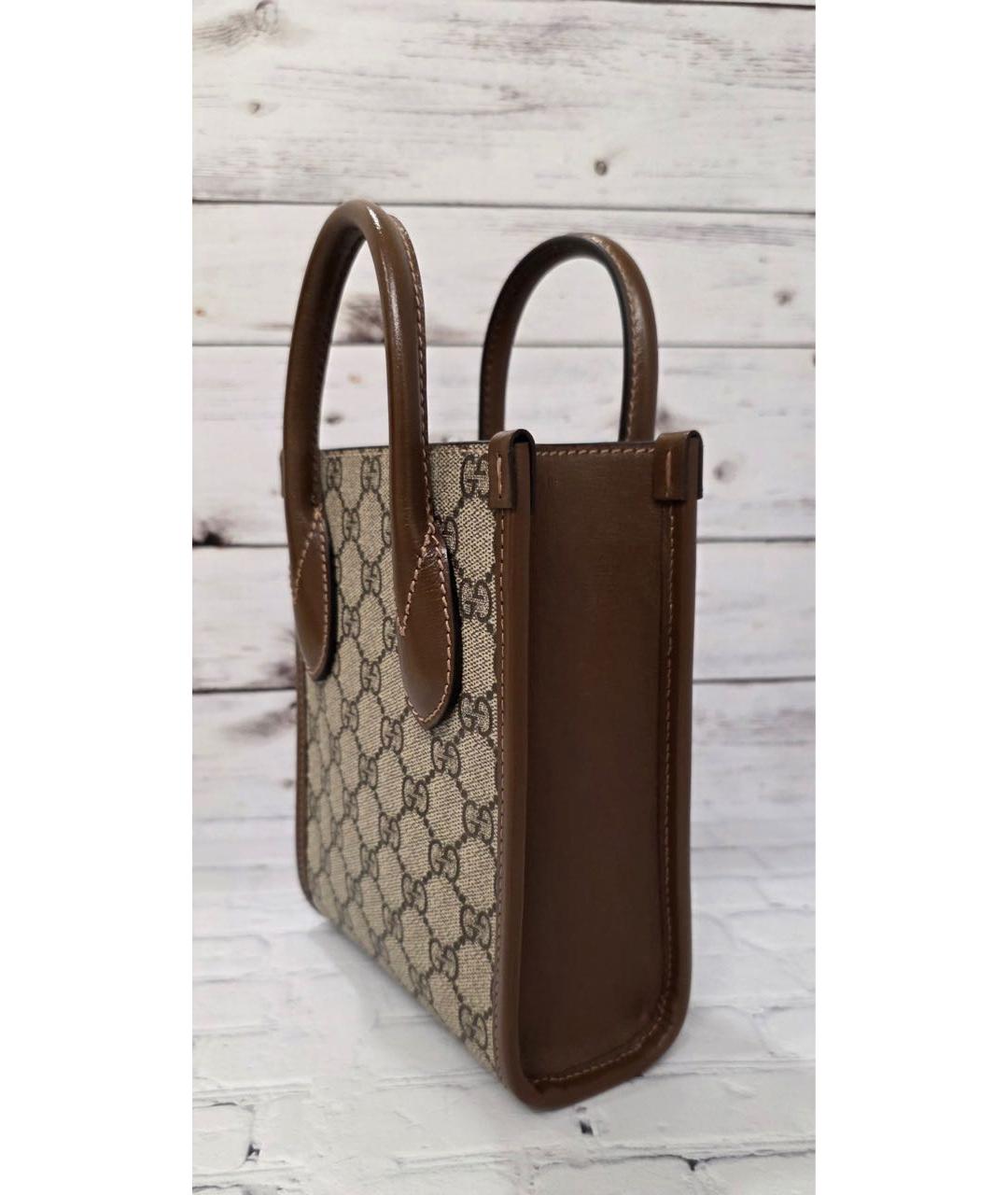 GUCCI Коричневая кожаная сумка с короткими ручками, фото 3