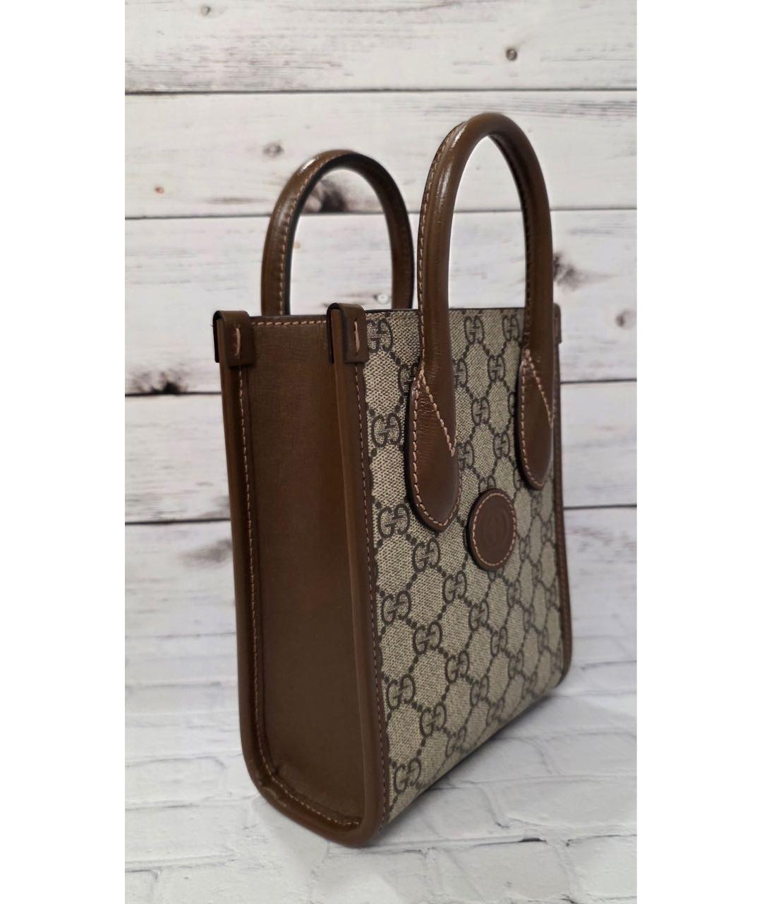 GUCCI Коричневая кожаная сумка с короткими ручками, фото 8