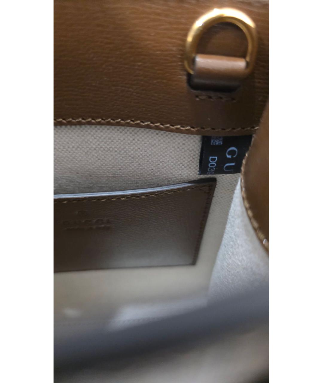 GUCCI Коричневая кожаная сумка с короткими ручками, фото 5