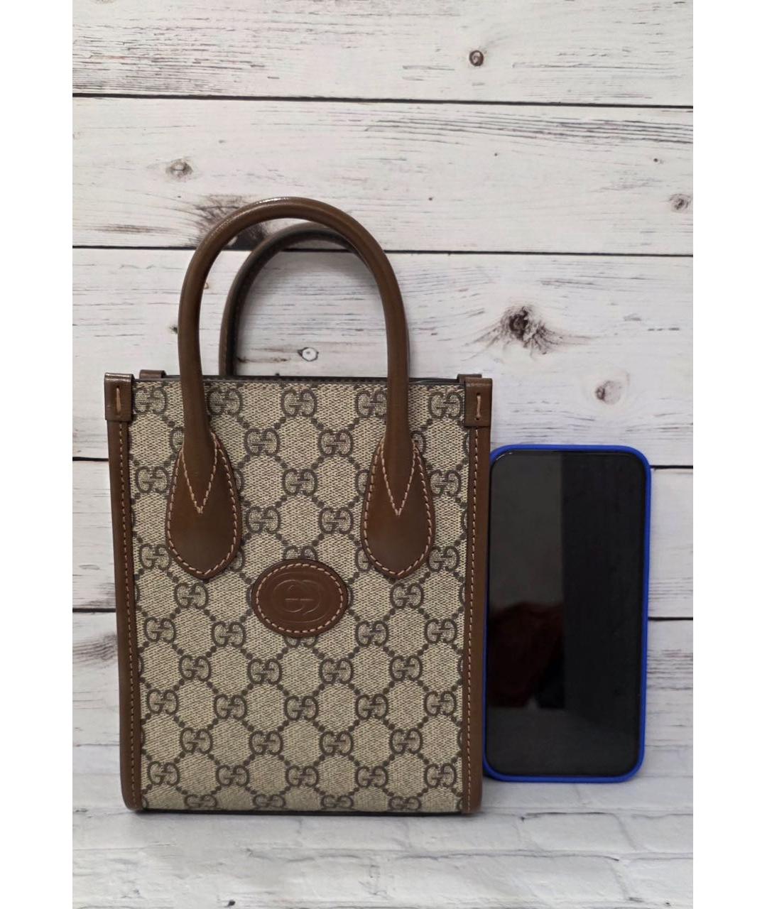 GUCCI Коричневая кожаная сумка с короткими ручками, фото 9