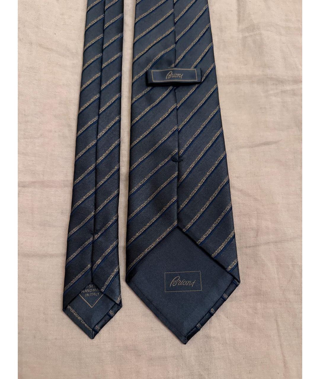 BRIONI Темно-синий шелковый галстук, фото 2