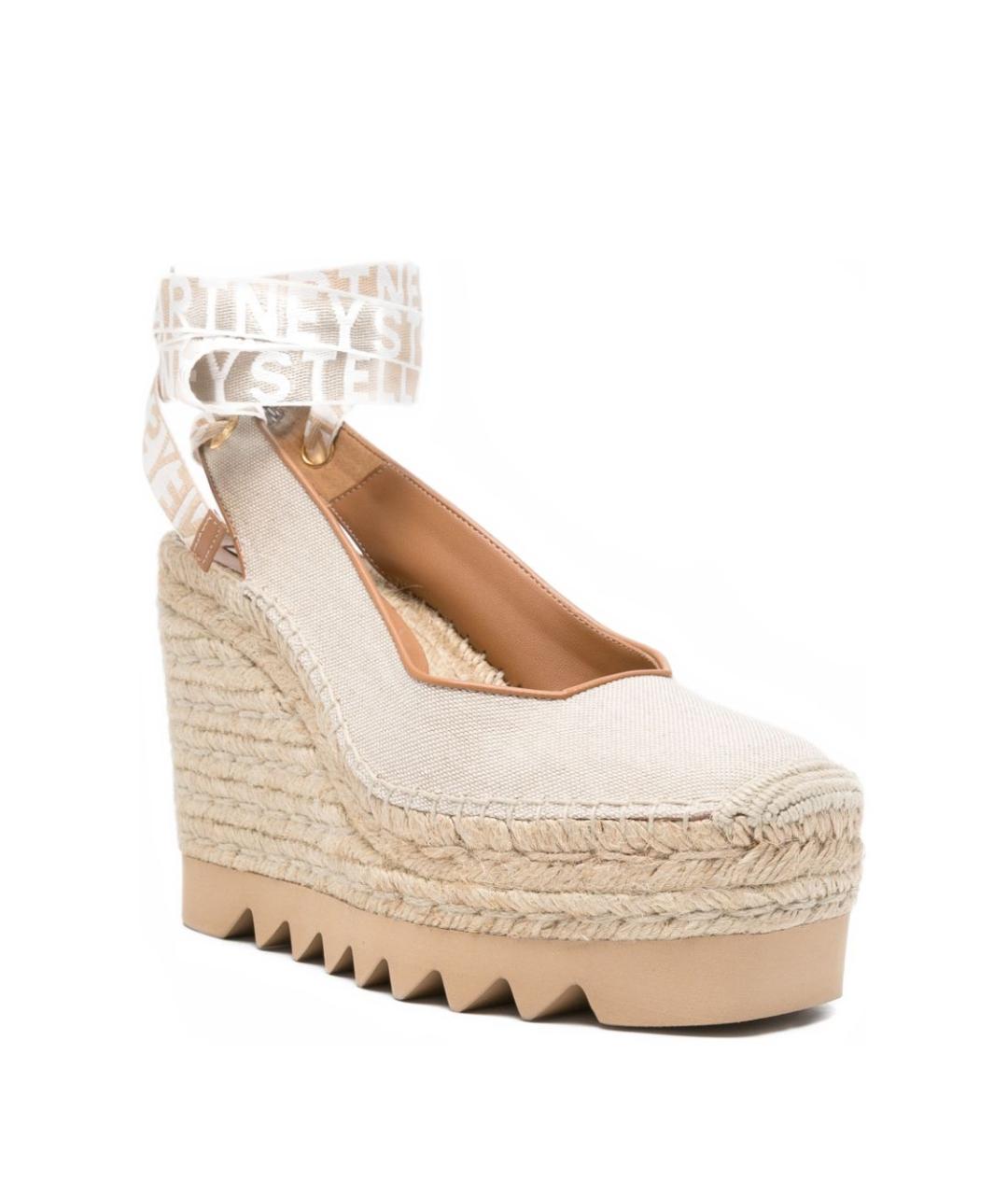STELLA MCCARTNEY Бежевые текстильные босоножки, фото 4