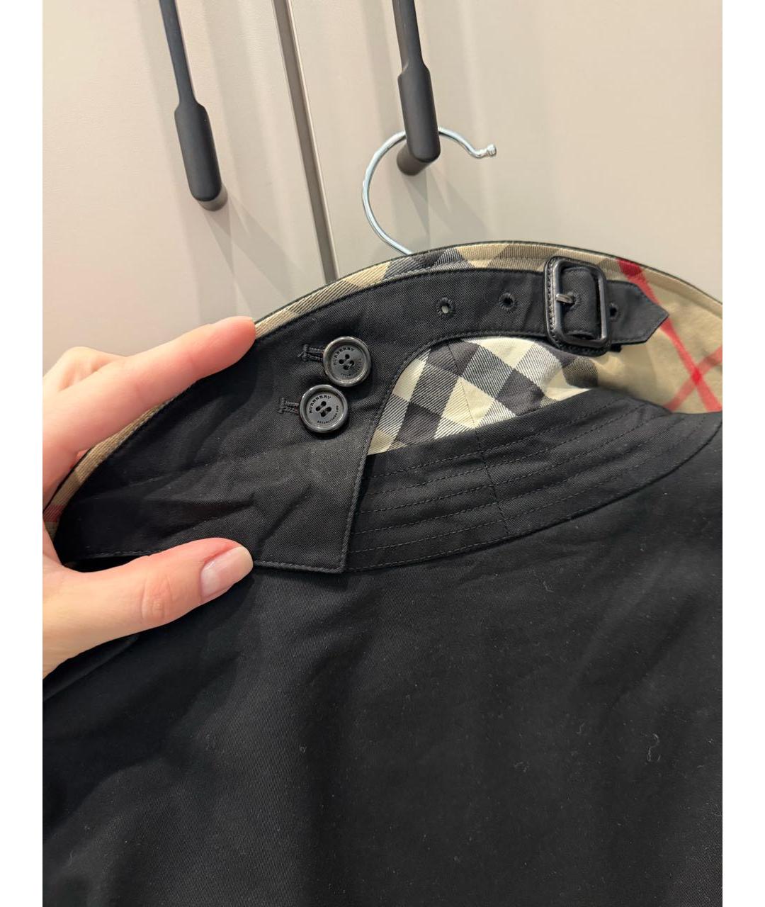 BURBERRY Черный хлопковый тренч / плащ, фото 3
