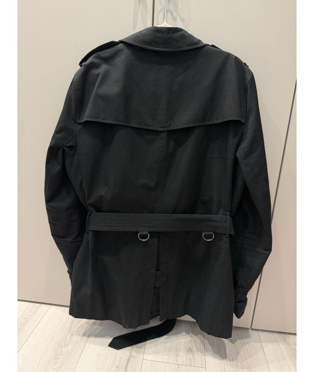 BURBERRY Черный хлопковый тренч / плащ, фото 2
