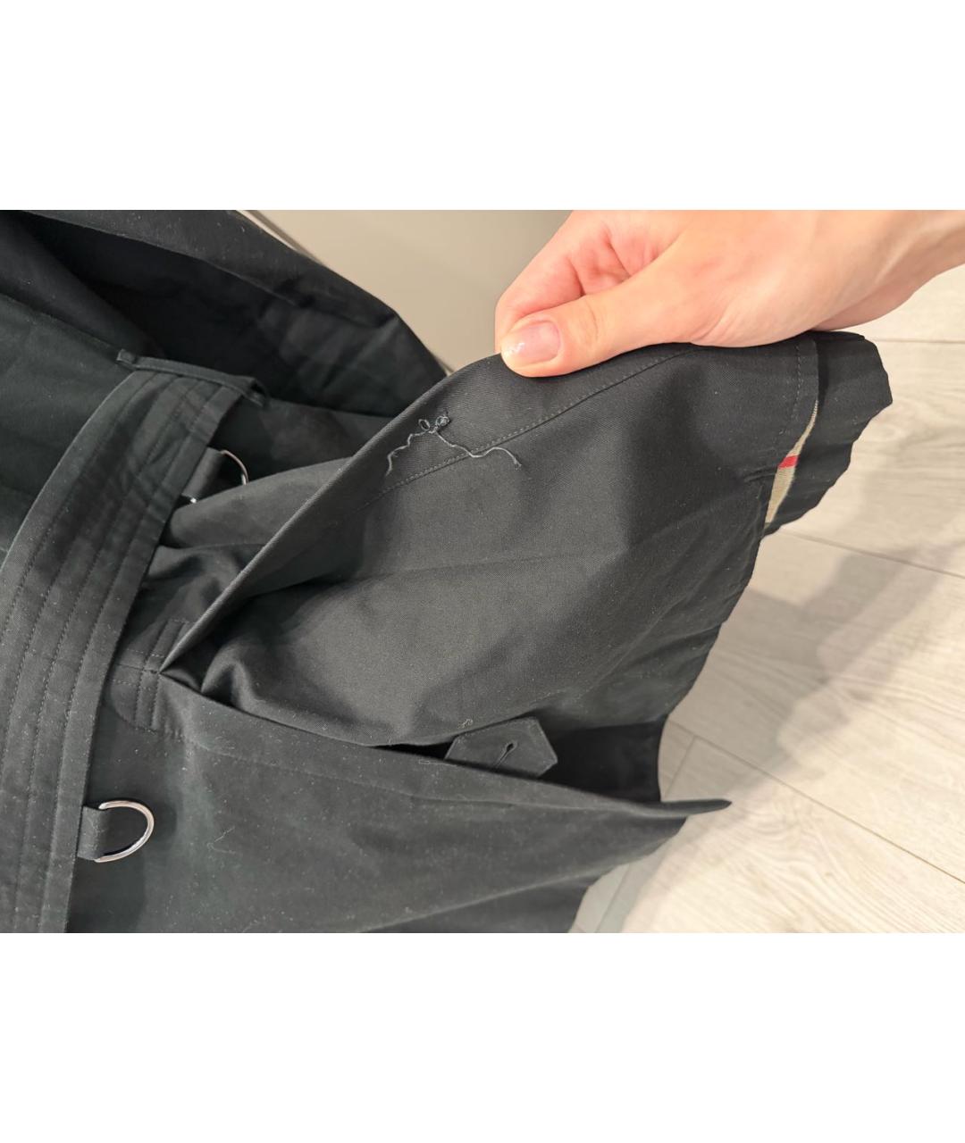 BURBERRY Черный хлопковый тренч / плащ, фото 6