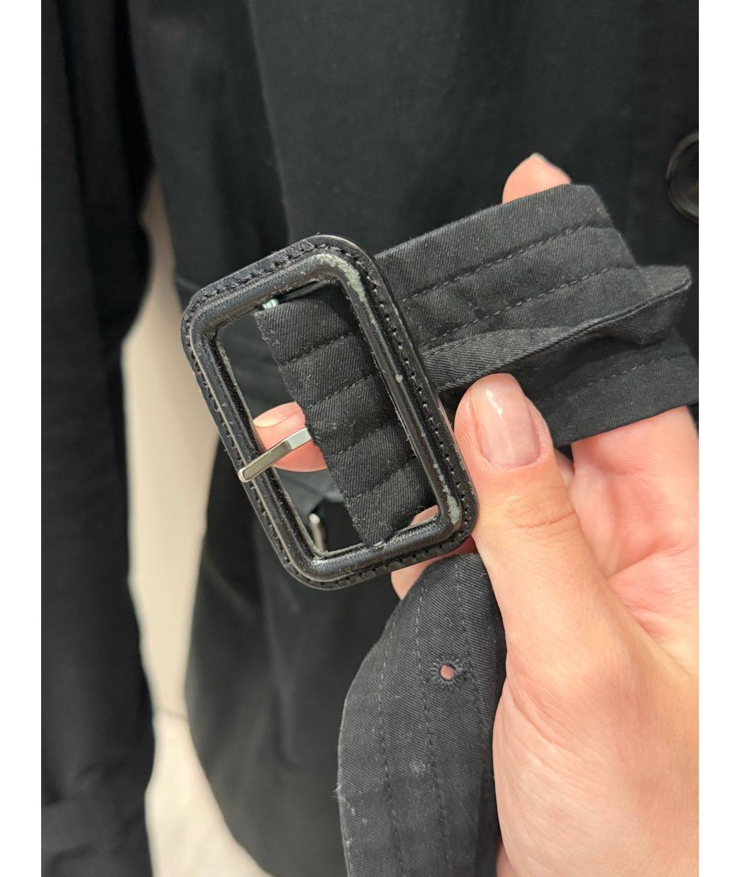 BURBERRY Черный хлопковый тренч / плащ, фото 5