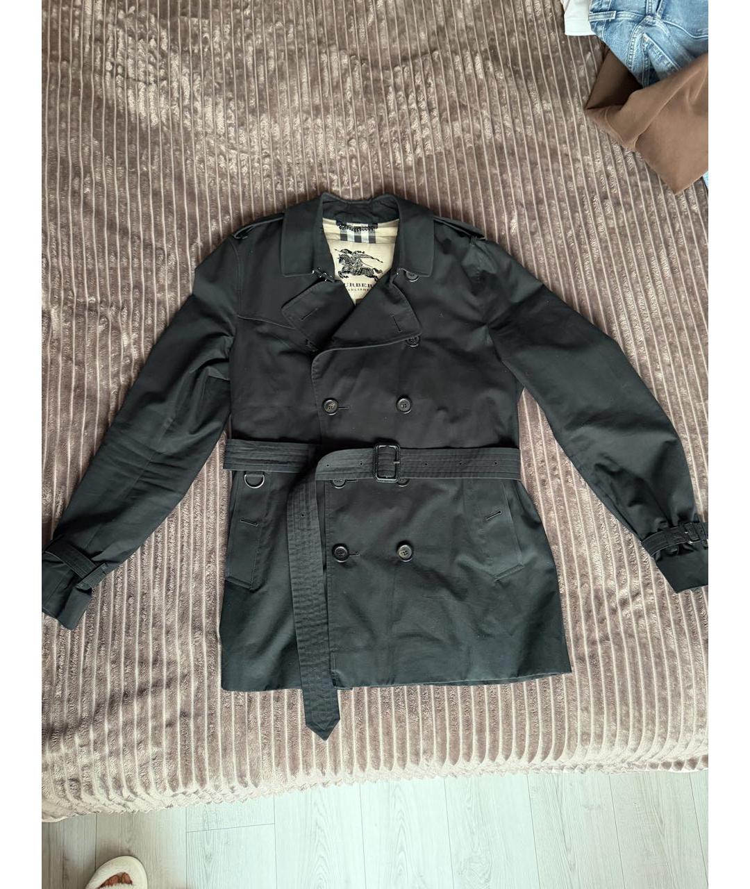BURBERRY Черный хлопковый тренч / плащ, фото 9