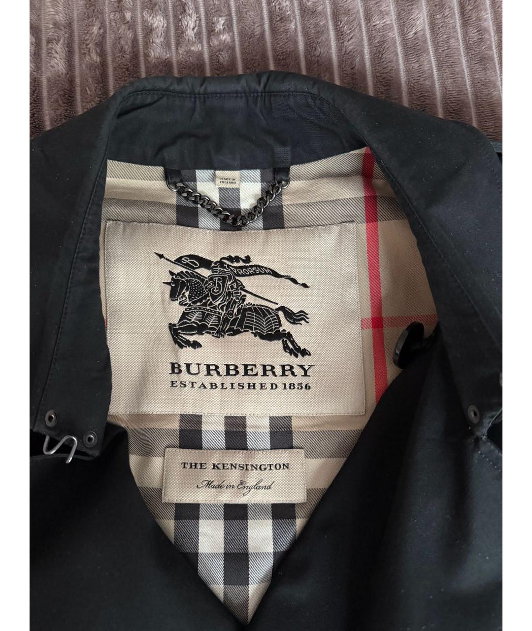 BURBERRY Черный хлопковый тренч / плащ, фото 7
