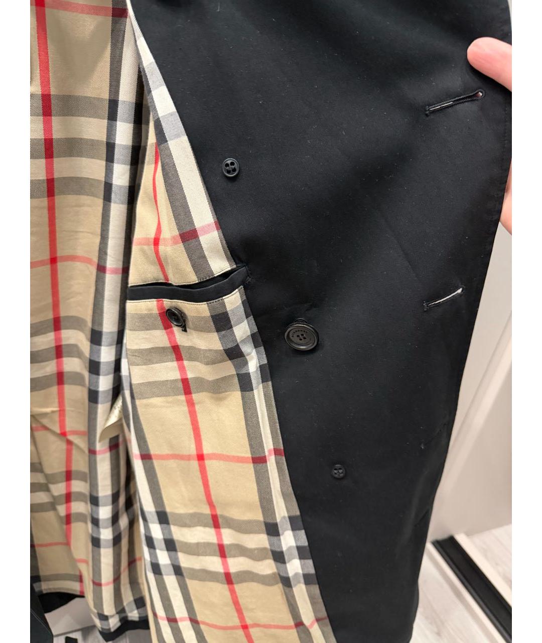BURBERRY Черный хлопковый тренч / плащ, фото 4