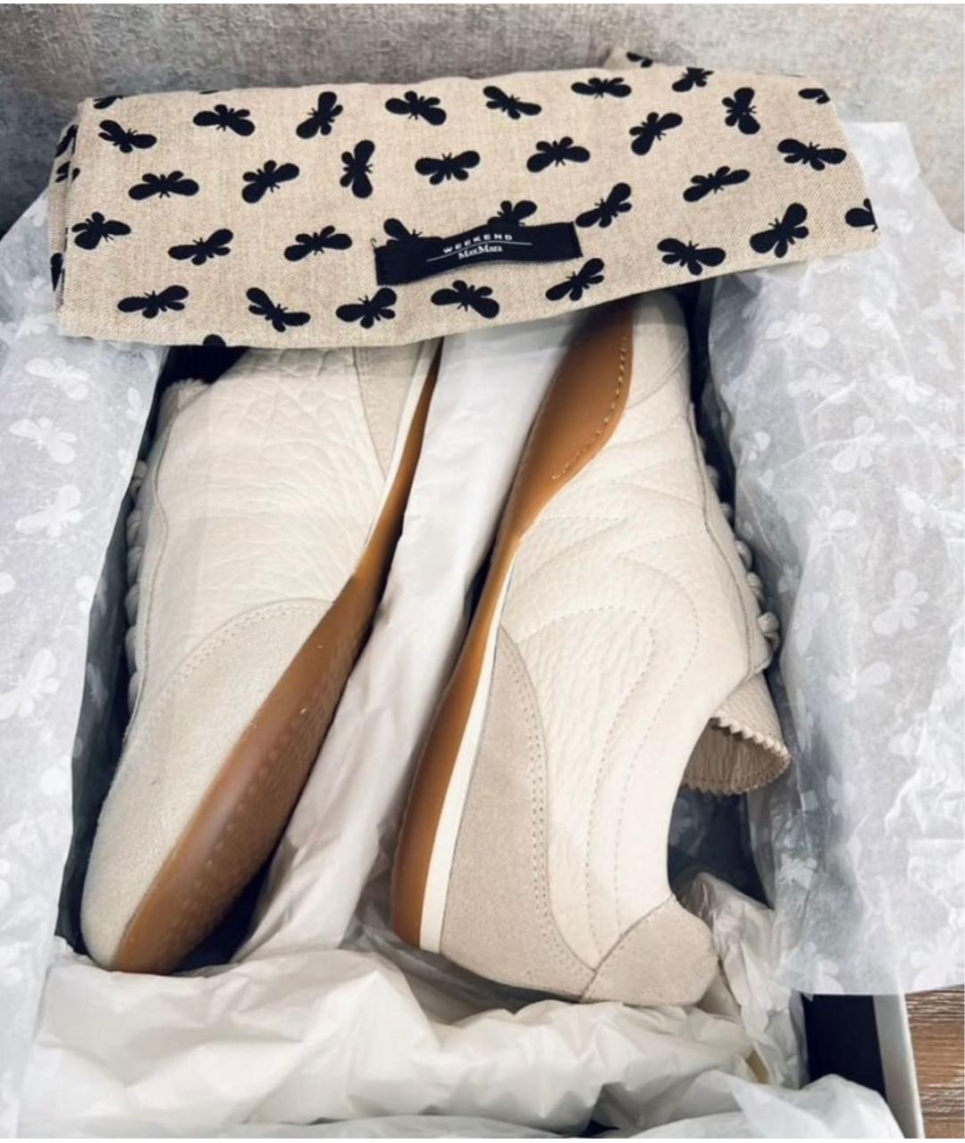 WEEKEND MAX MARA Белые кожаные кеды, фото 7