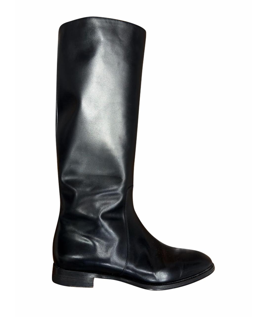 SANTONI Черные кожаные сапоги, фото 1