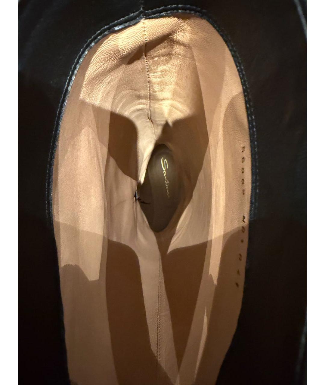 SANTONI Черные кожаные сапоги, фото 6