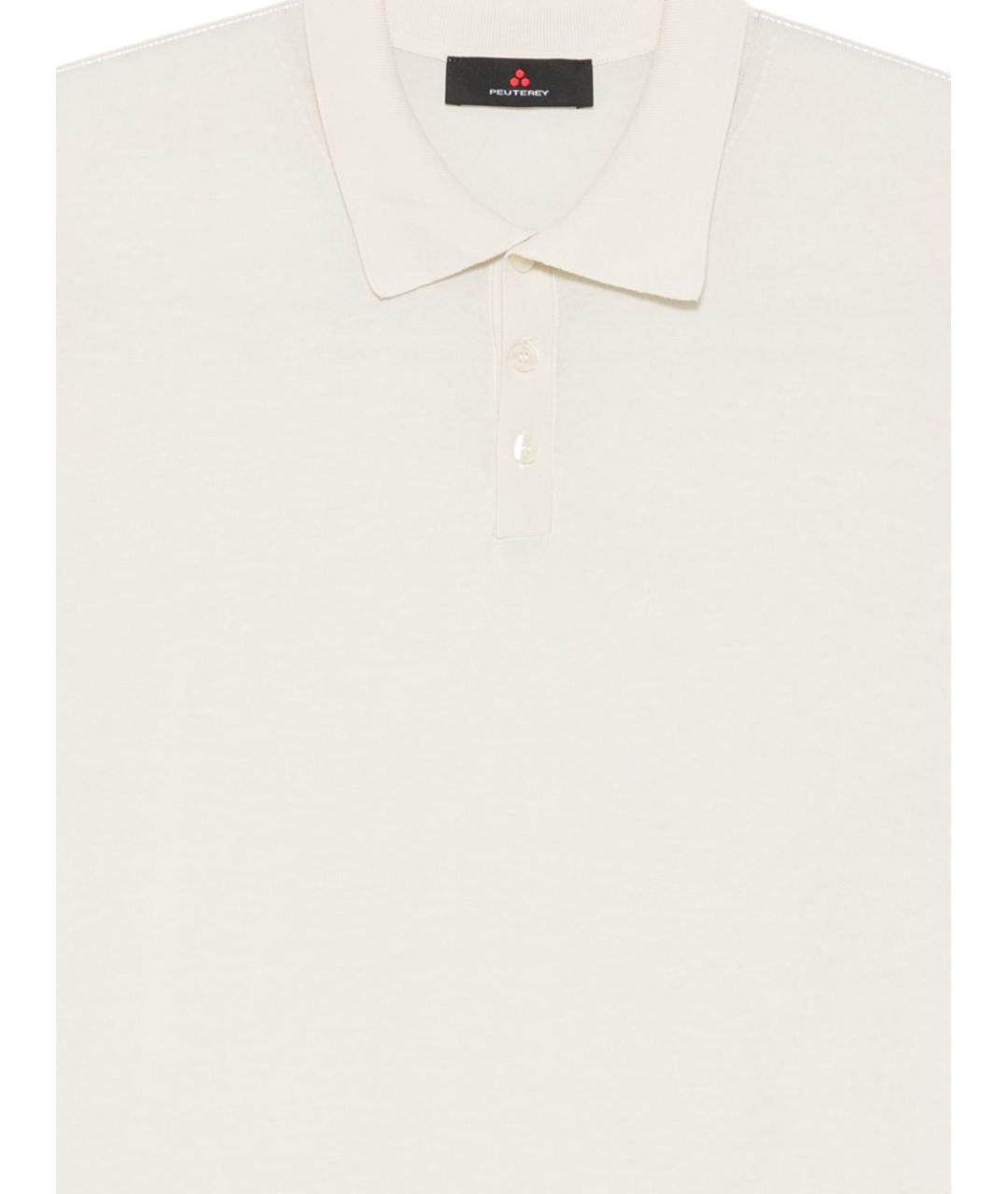 PEUTEREY Бежевое хлопковое поло с коротким рукавом, фото 3