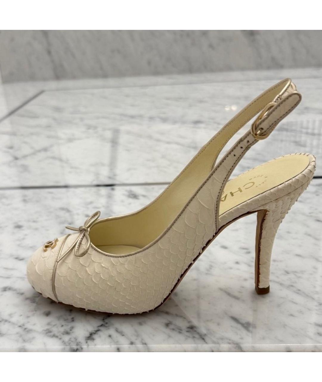 CHANEL Бежевые туфли из экзотической кожи, фото 6