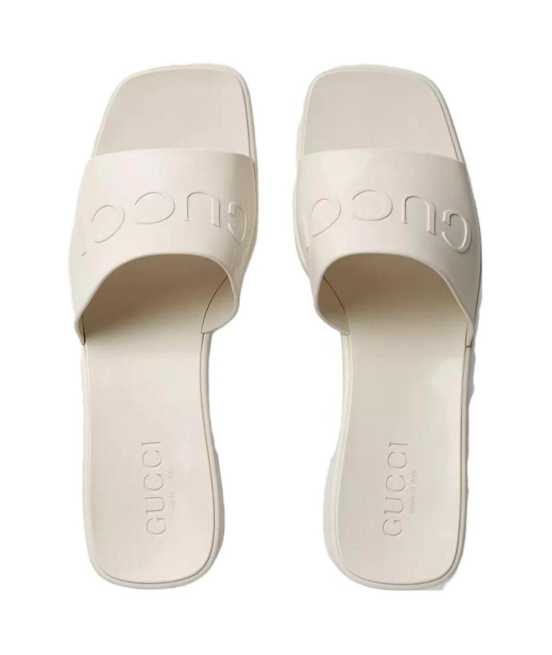 GUCCI Белые кожаные босоножки, фото 4