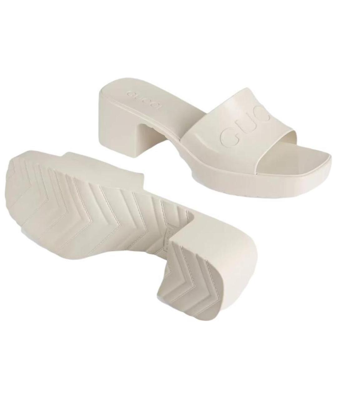 GUCCI Белые кожаные босоножки, фото 5
