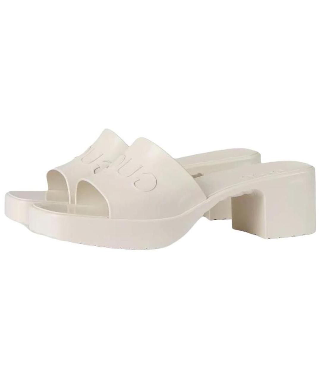 GUCCI Белые кожаные босоножки, фото 2