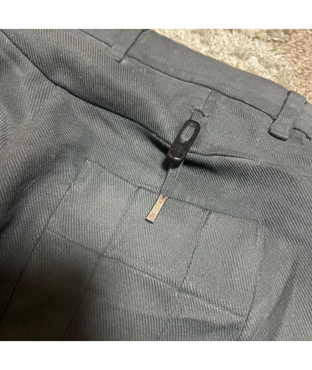 BORIS BIDJAN Антрацитовые хлопковые повседневные брюки, фото 3