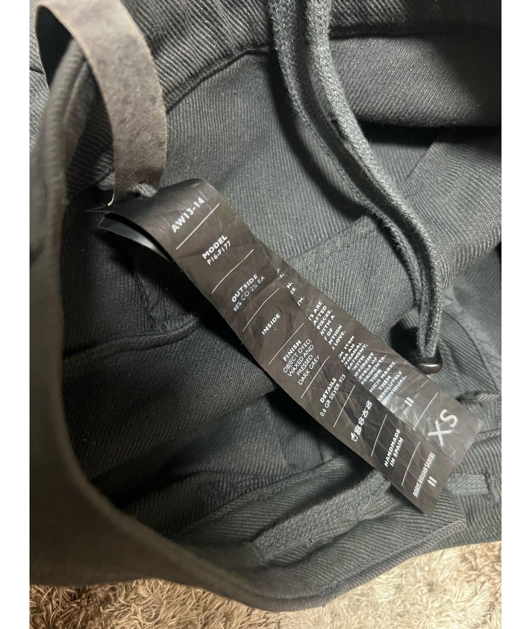 BORIS BIDJAN Антрацитовые хлопковые повседневные брюки, фото 5