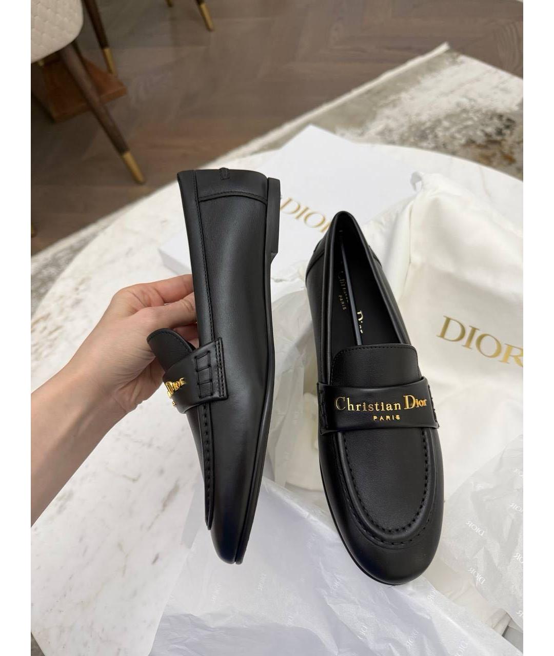 CHRISTIAN DIOR Черные кожаные лоферы, фото 5