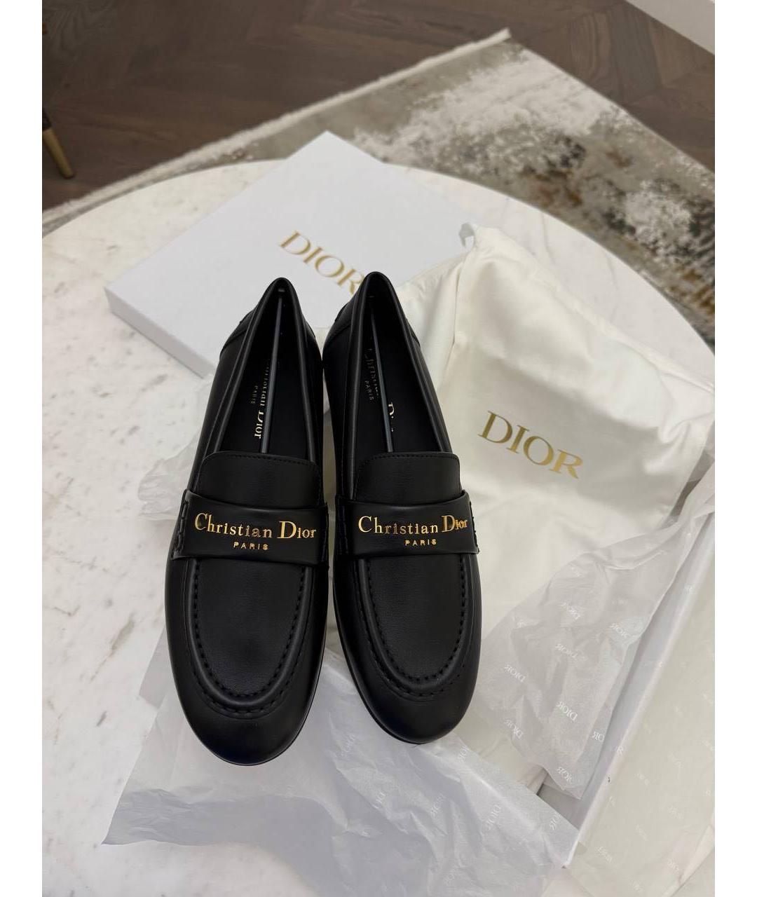 CHRISTIAN DIOR Черные кожаные лоферы, фото 3