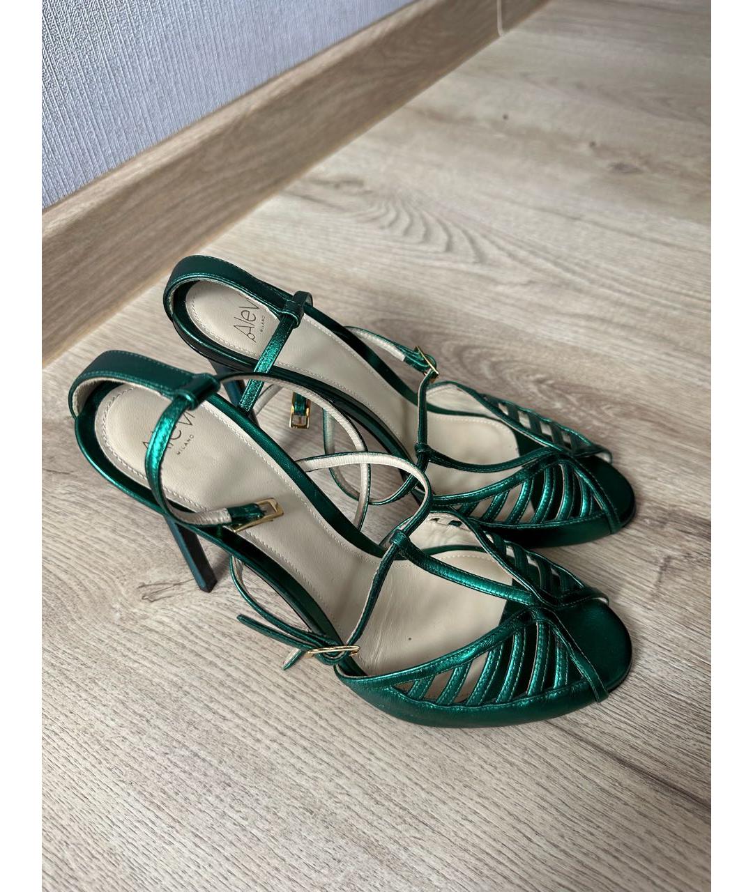 ALEVI Зеленые кожаные босоножки, фото 4