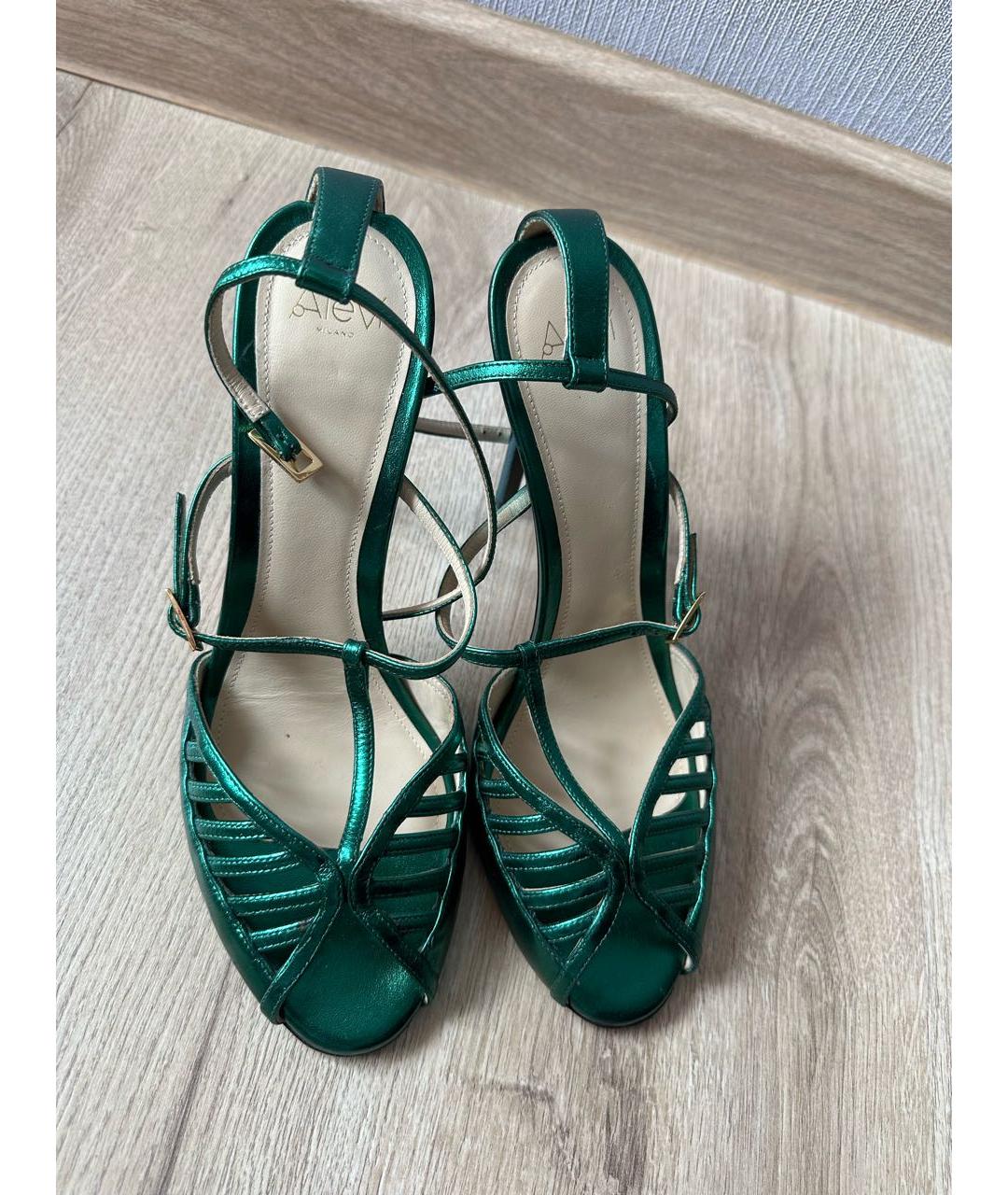 ALEVI Зеленые кожаные босоножки, фото 3