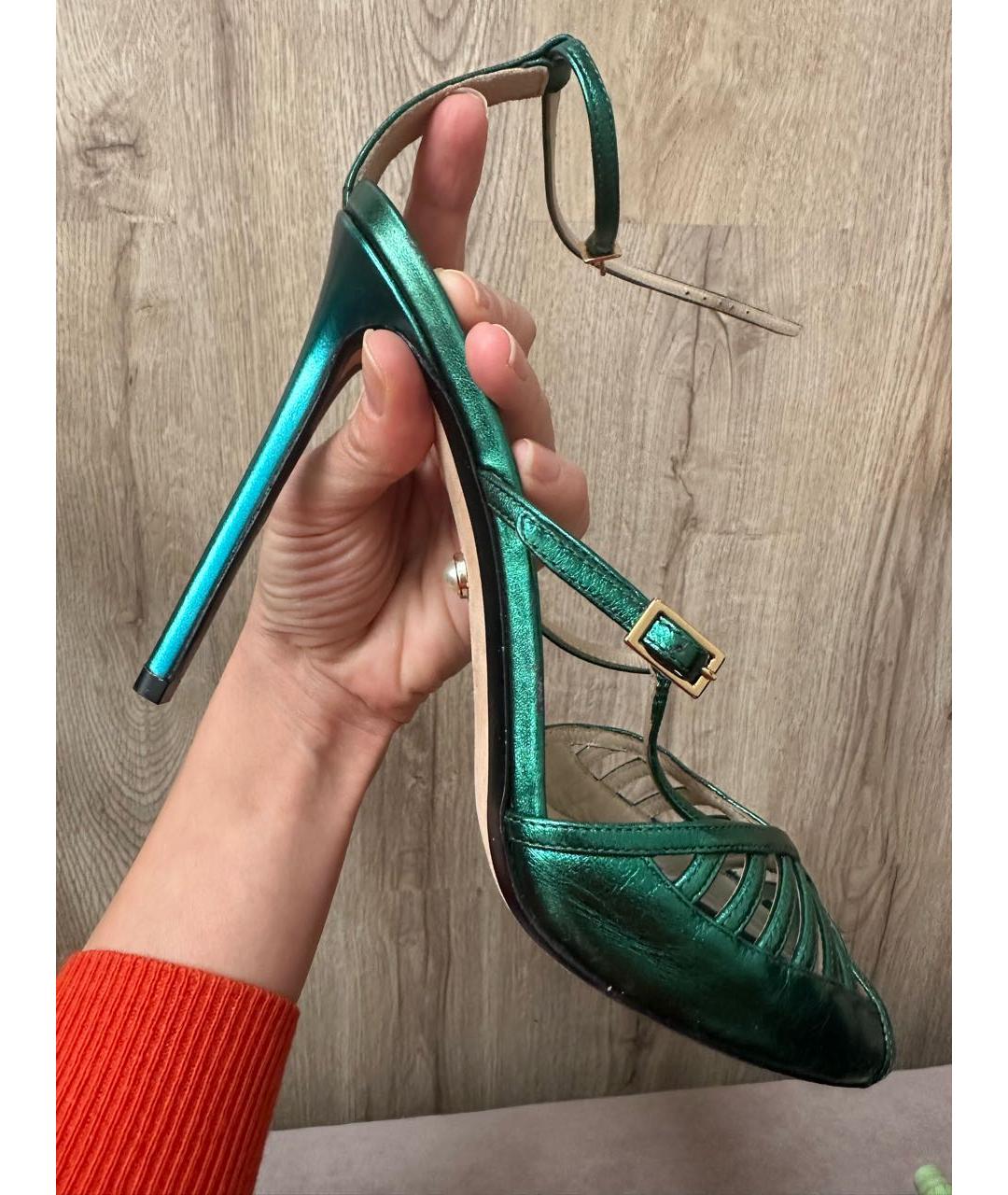 ALEVI Зеленые кожаные босоножки, фото 6