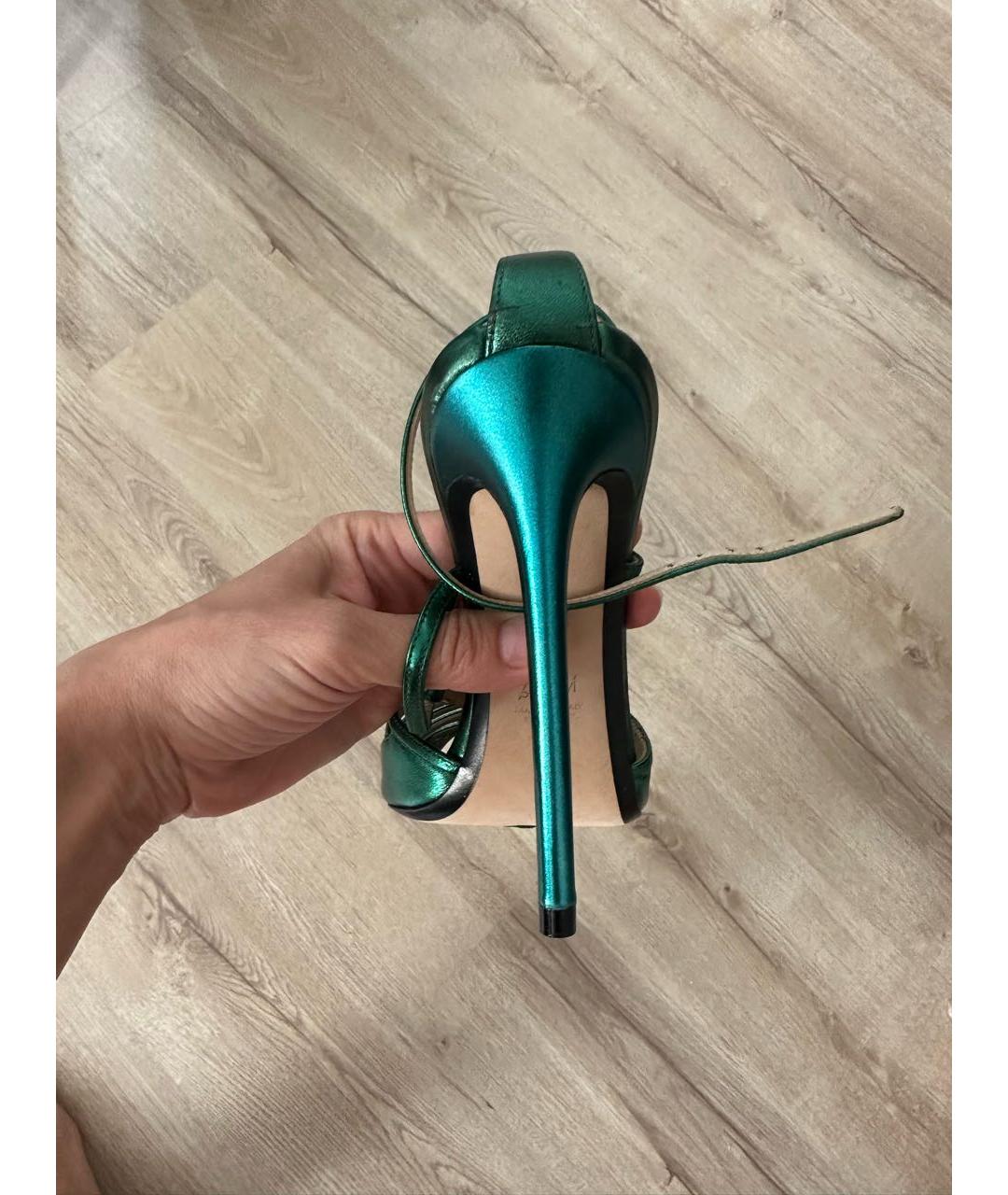 ALEVI Зеленые кожаные босоножки, фото 5