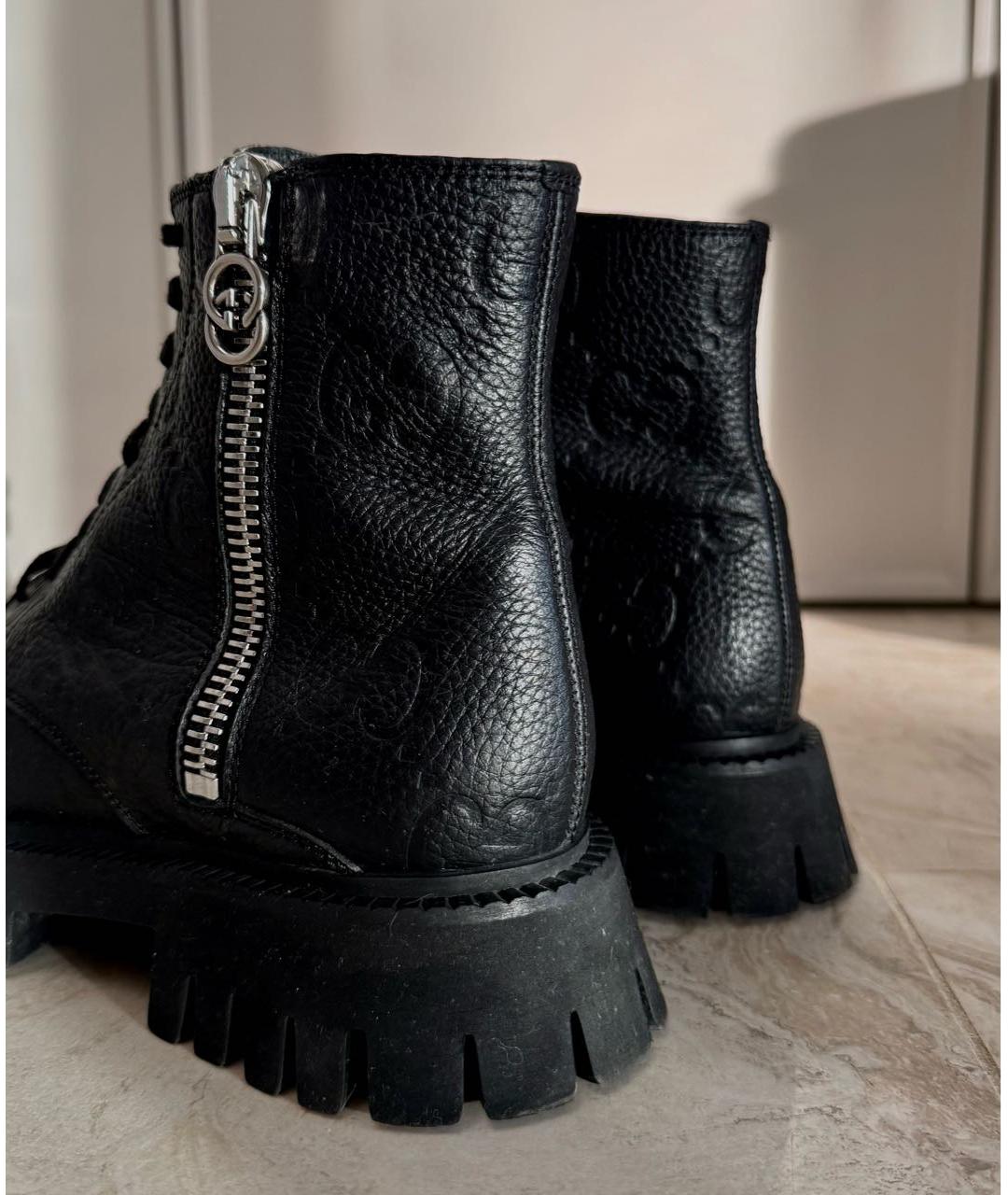 GUCCI Черные кожаные ботинки, фото 6