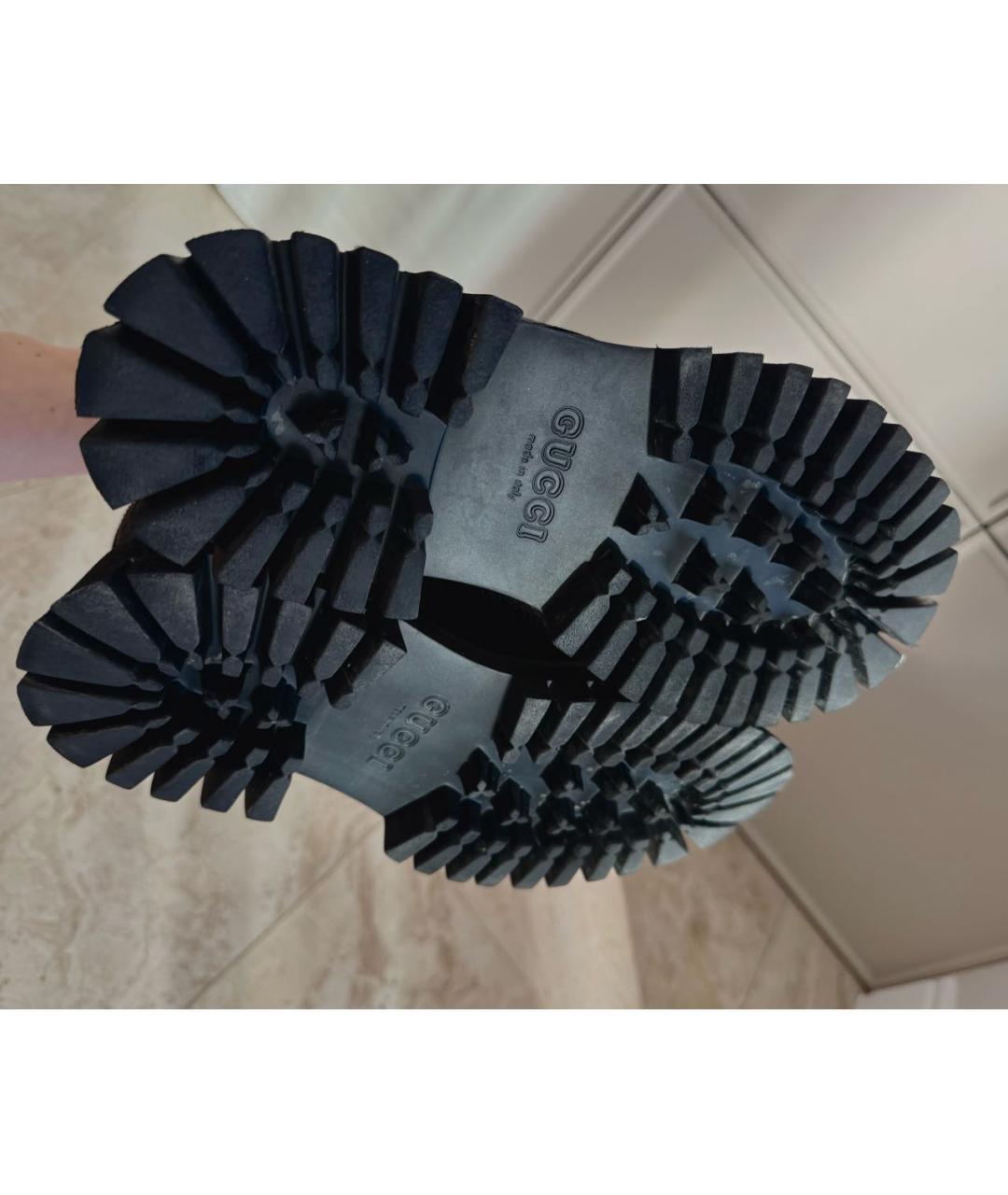 GUCCI Черные кожаные ботинки, фото 5