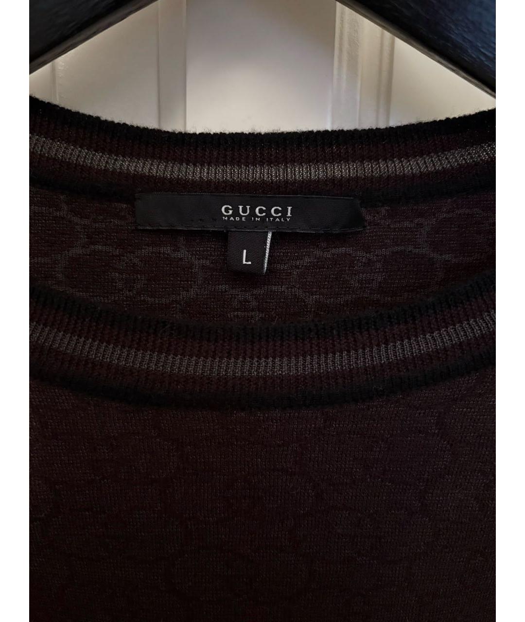 GUCCI Коричневый шерстяной джемпер / свитер, фото 4