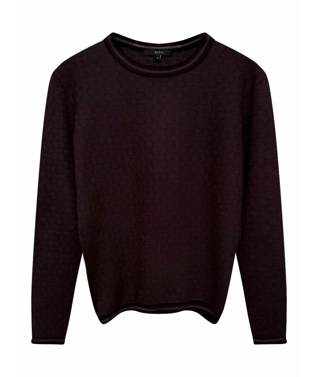 GUCCI Коричневый шерстяной джемпер / свитер, фото 1