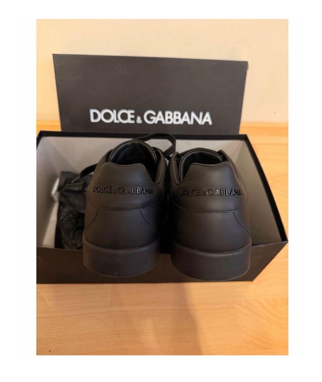 DOLCE&GABBANA Черные кожаные высокие кроссовки / кеды, фото 4