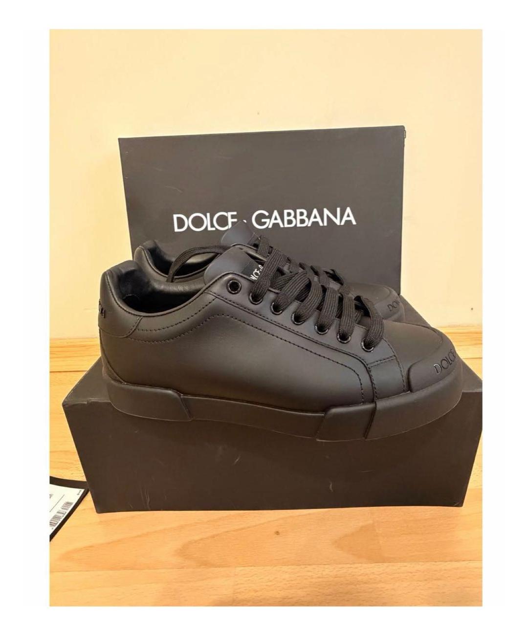 DOLCE&GABBANA Черные кожаные высокие кроссовки / кеды, фото 5