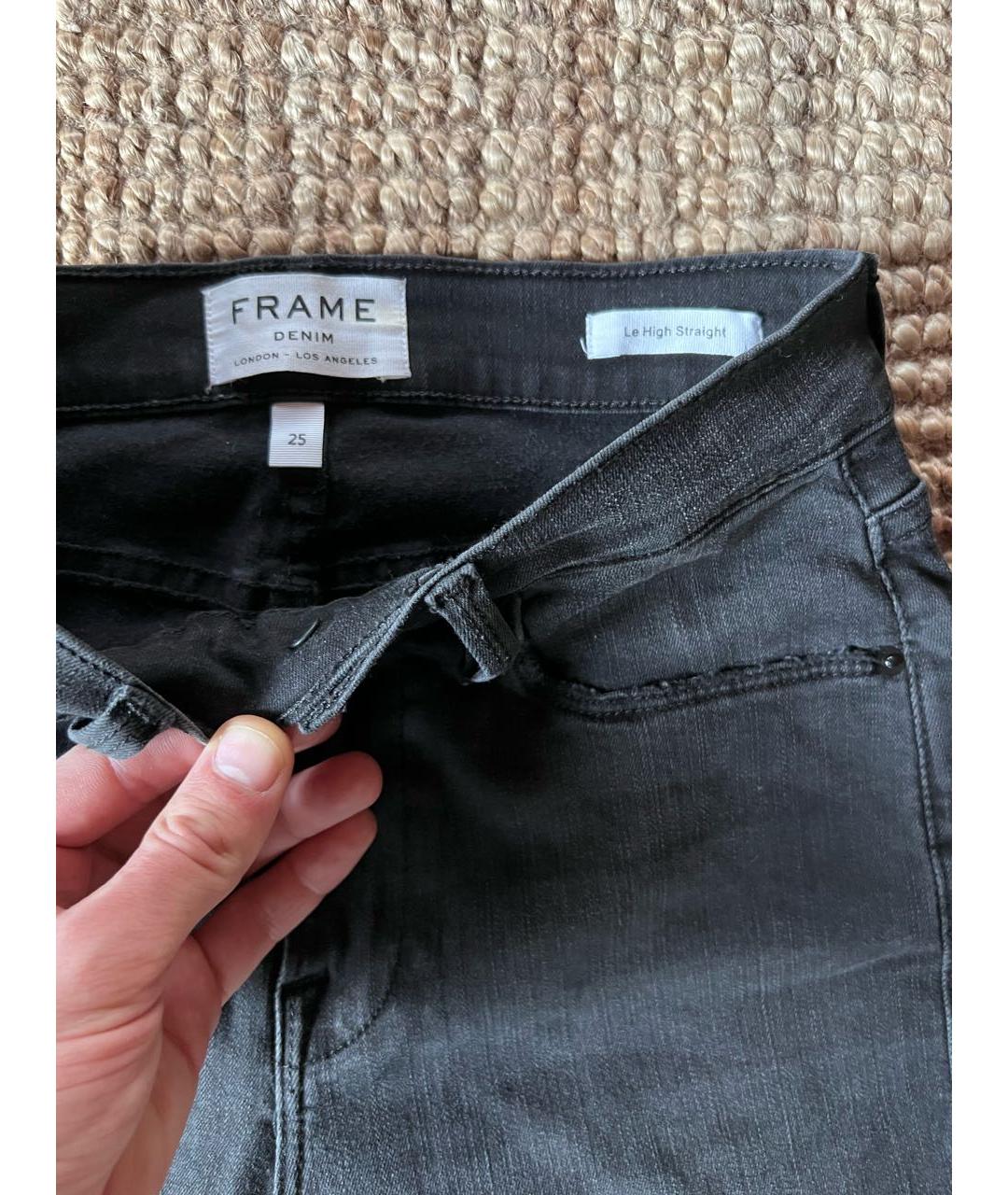 FRAME Антрацитовые хлопковые прямые джинсы, фото 2