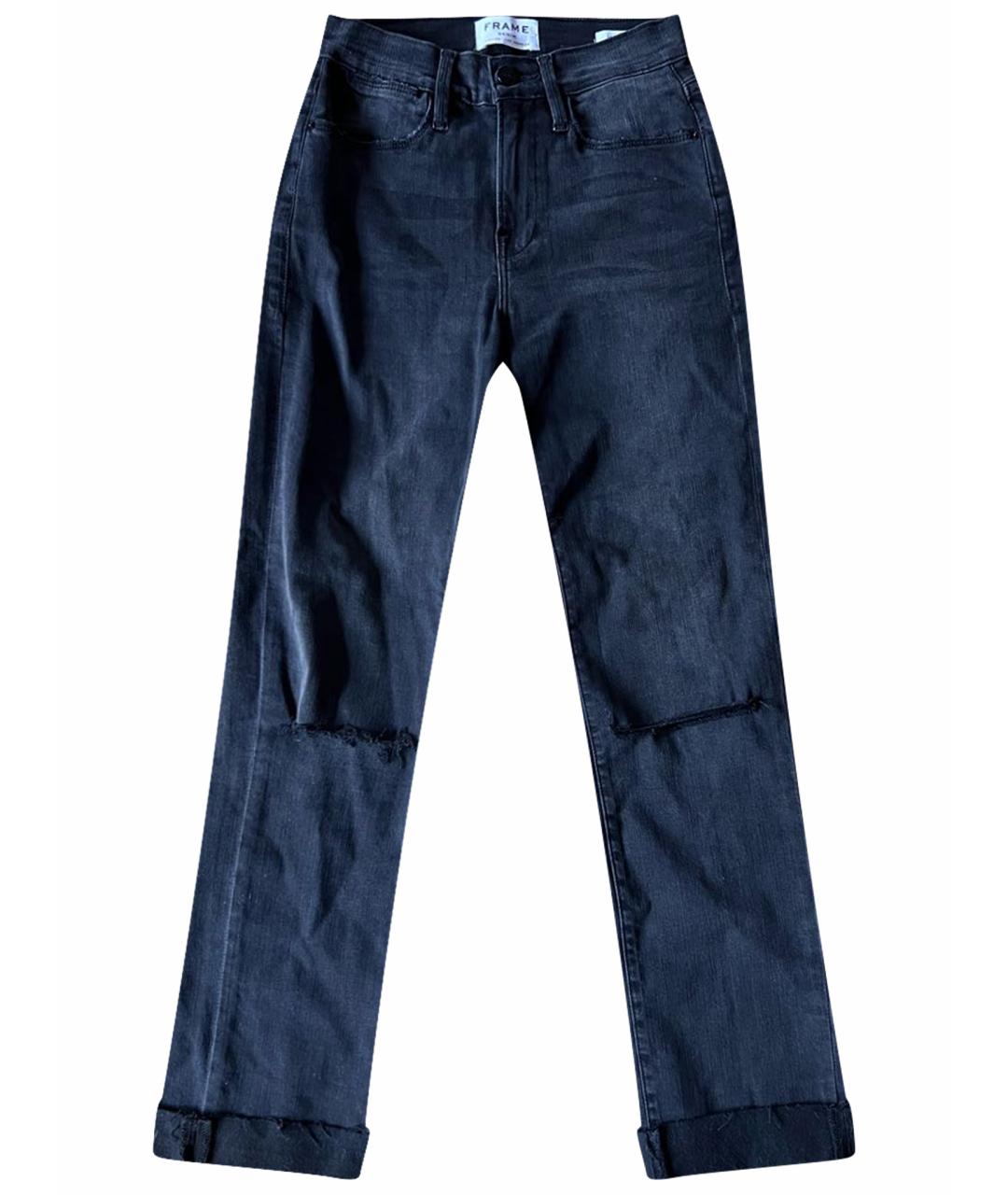 FRAME Антрацитовые хлопковые прямые джинсы, фото 1