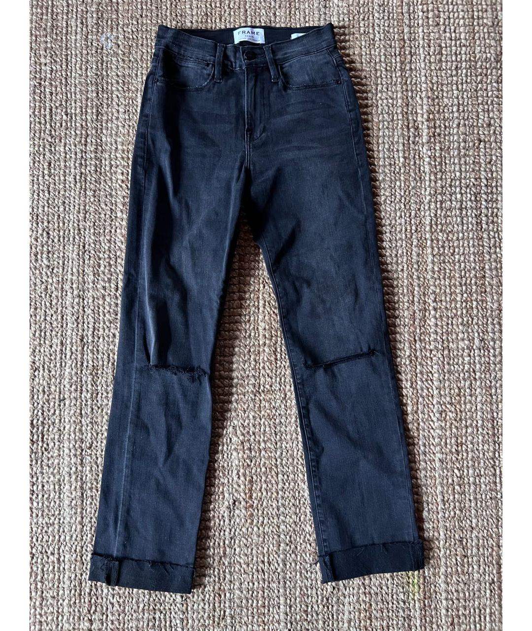 FRAME Антрацитовые хлопковые прямые джинсы, фото 6