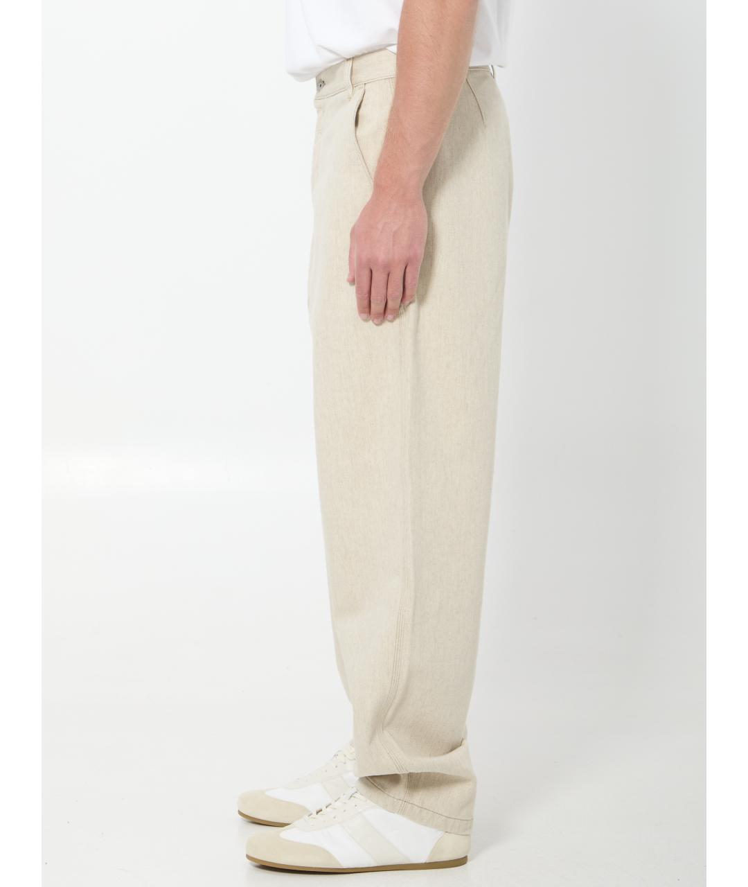 JACQUEMUS Бежевые хлопковые повседневные брюки, фото 3