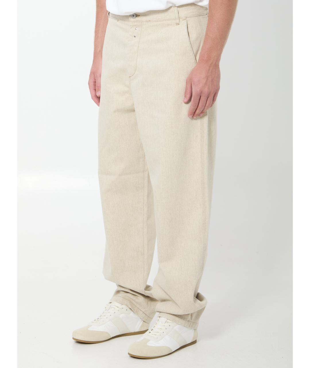 JACQUEMUS Бежевые хлопковые повседневные брюки, фото 2