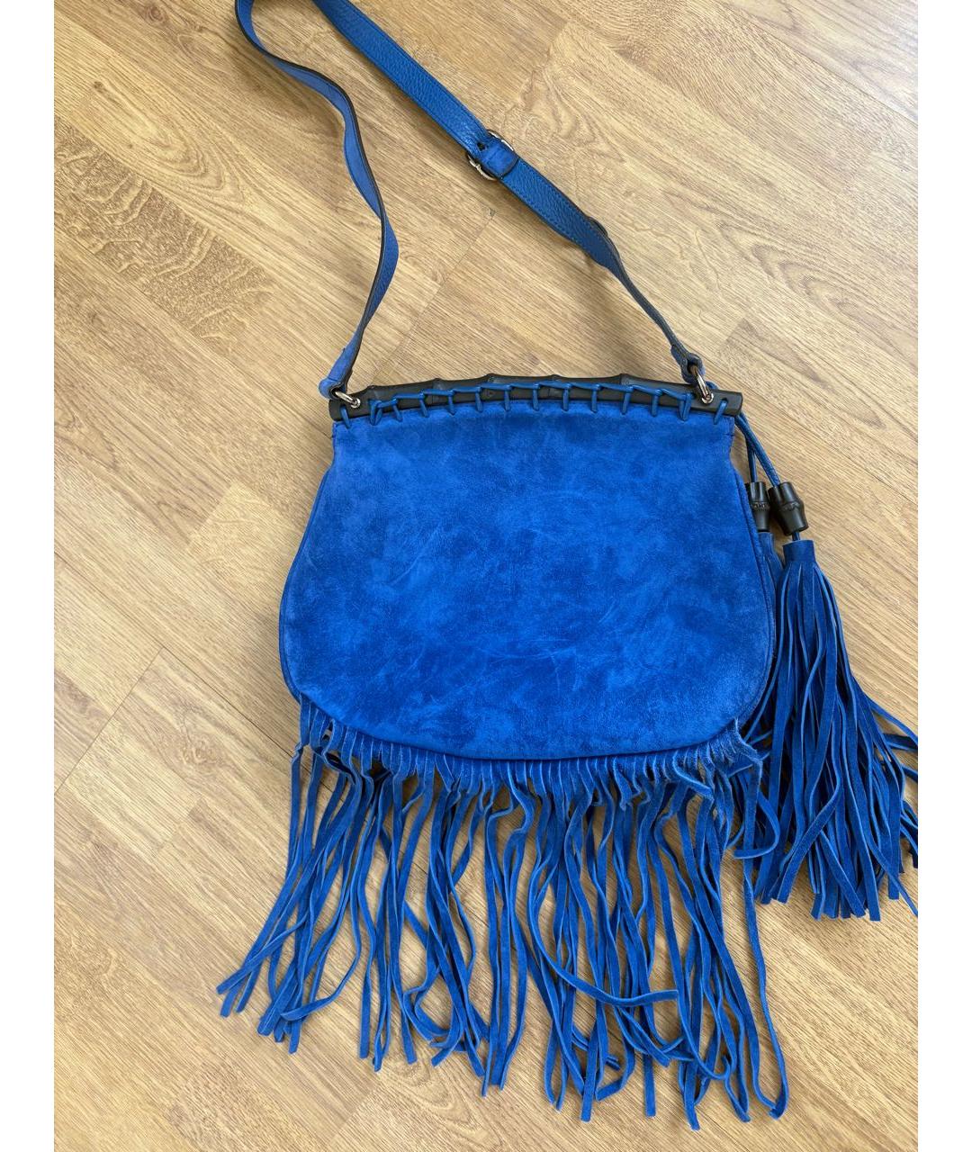 GUCCI Синяя замшевая сумка через плечо, фото 4