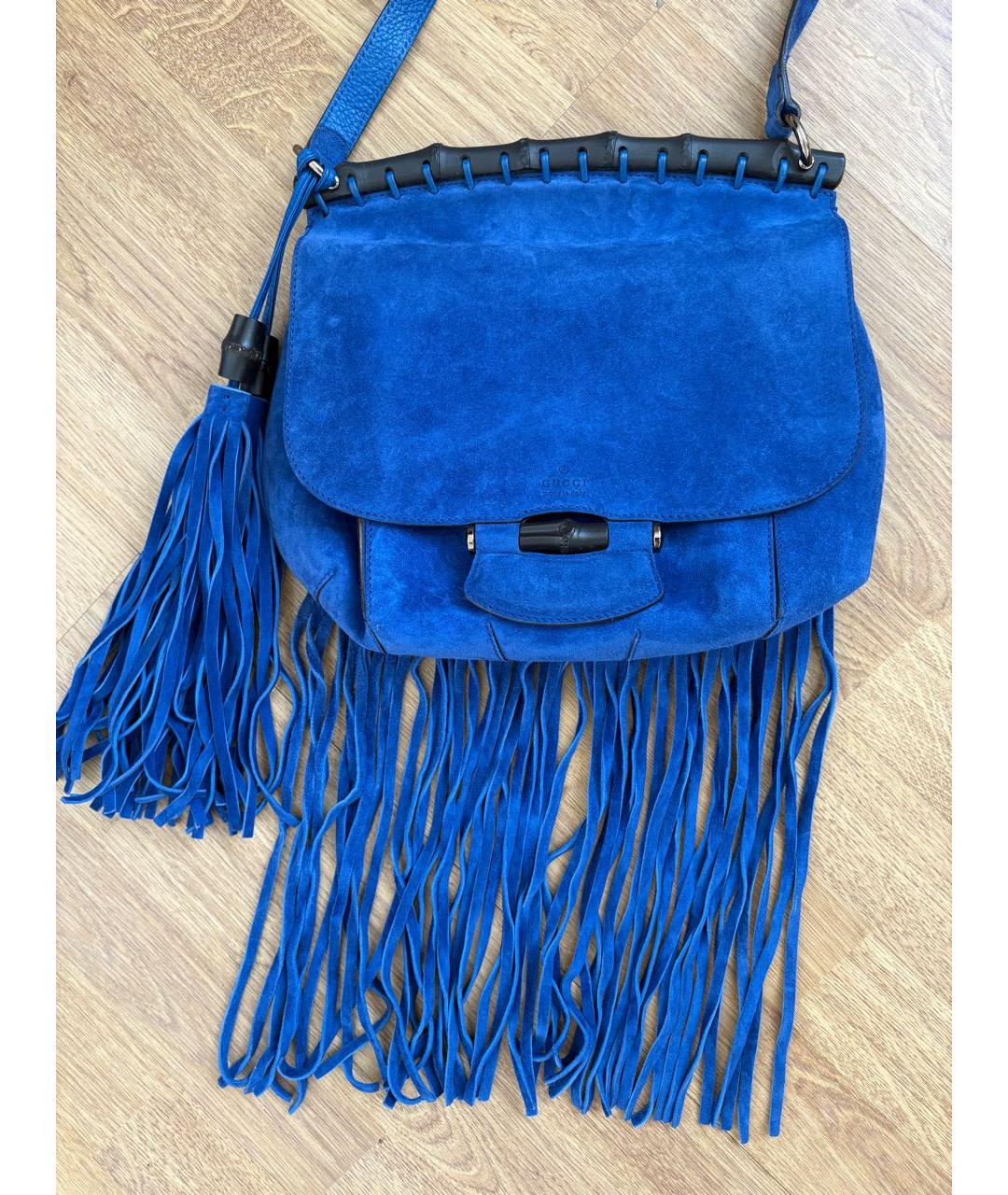 GUCCI Синяя замшевая сумка через плечо, фото 7