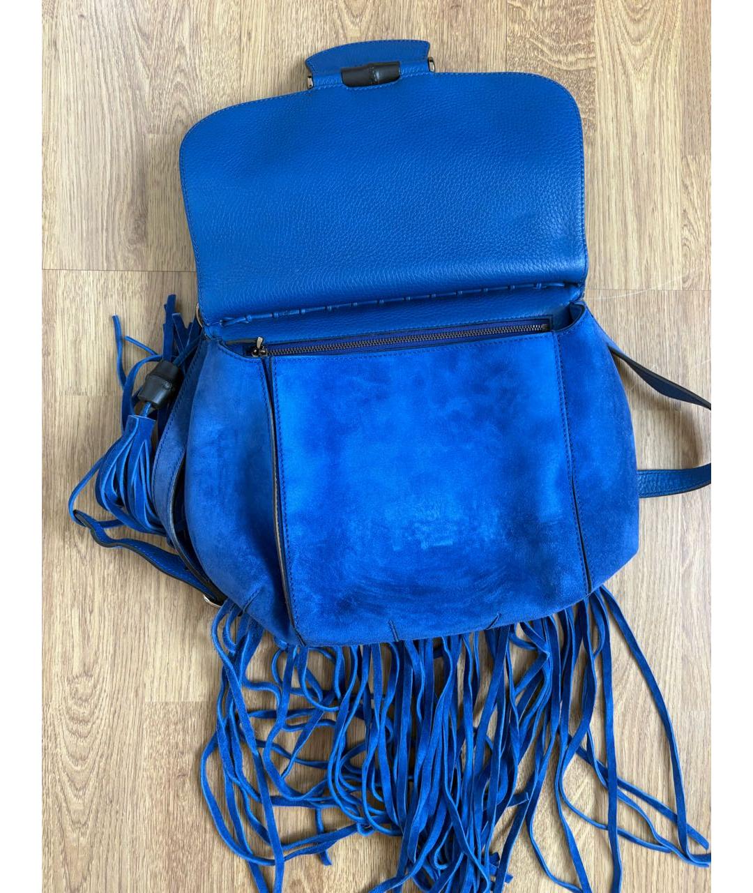 GUCCI Синяя замшевая сумка через плечо, фото 2