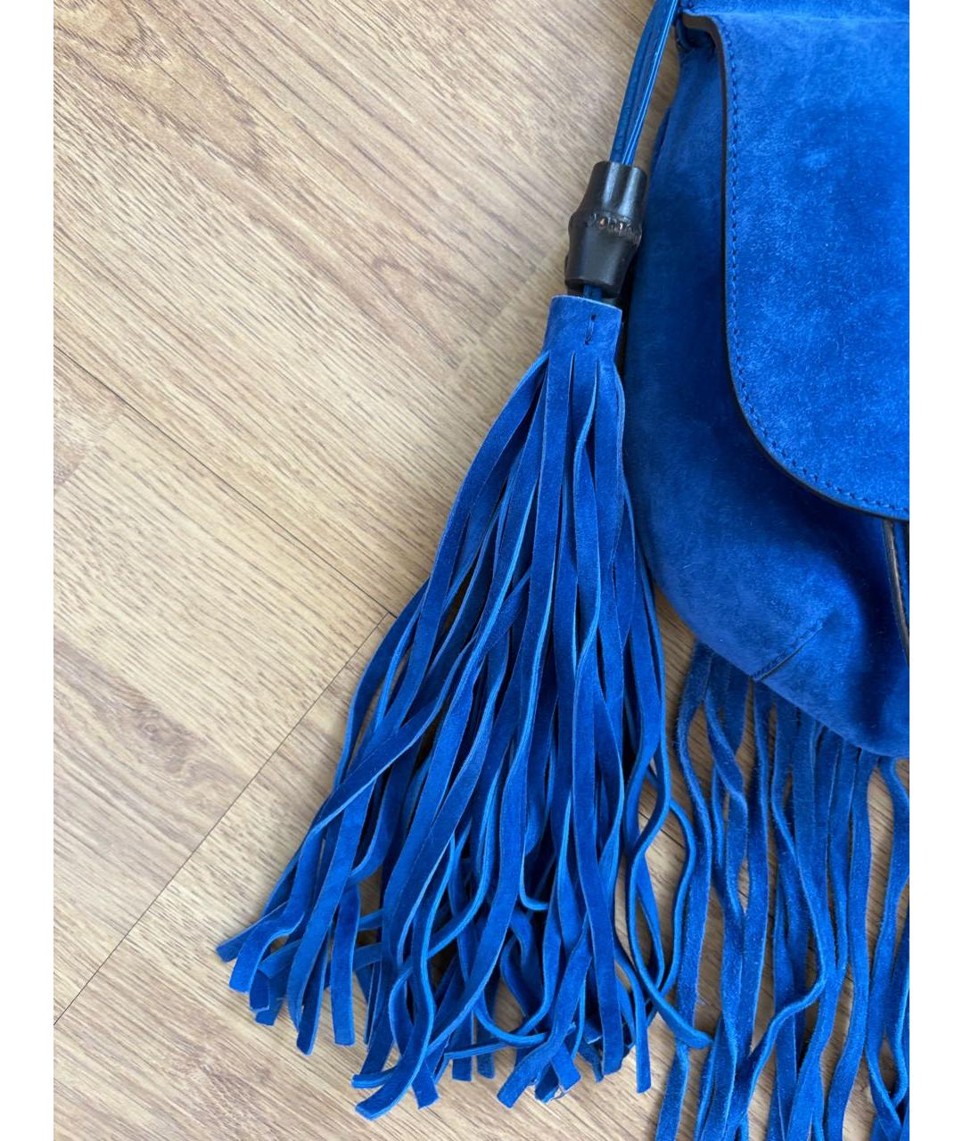 GUCCI Синяя замшевая сумка через плечо, фото 3